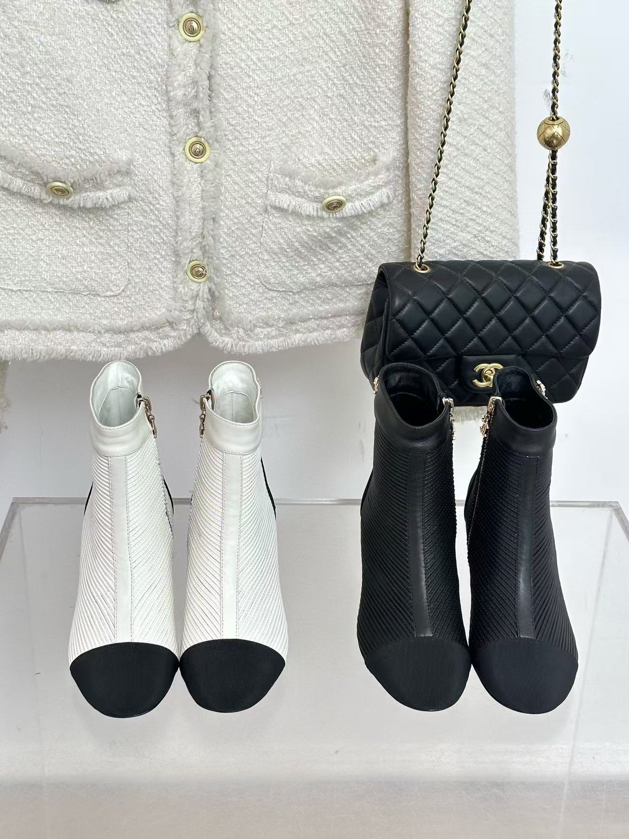 CHANE1 高品質ステッチプリーツ太ヒールショートブーツ【50％割引+送料無料】