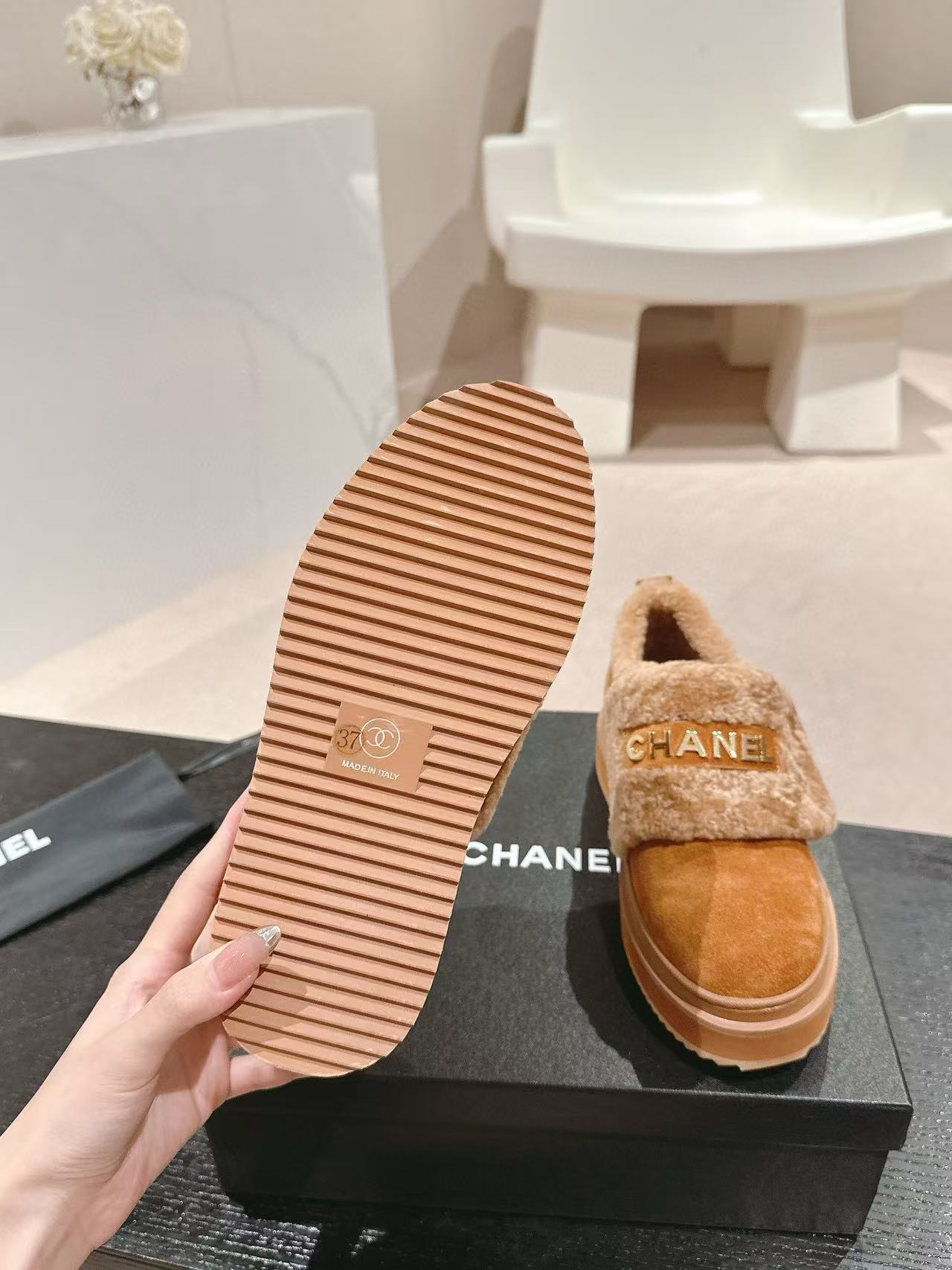 CHANE1 上質ラムウール厚底シューズ【50％割引+送料無料】