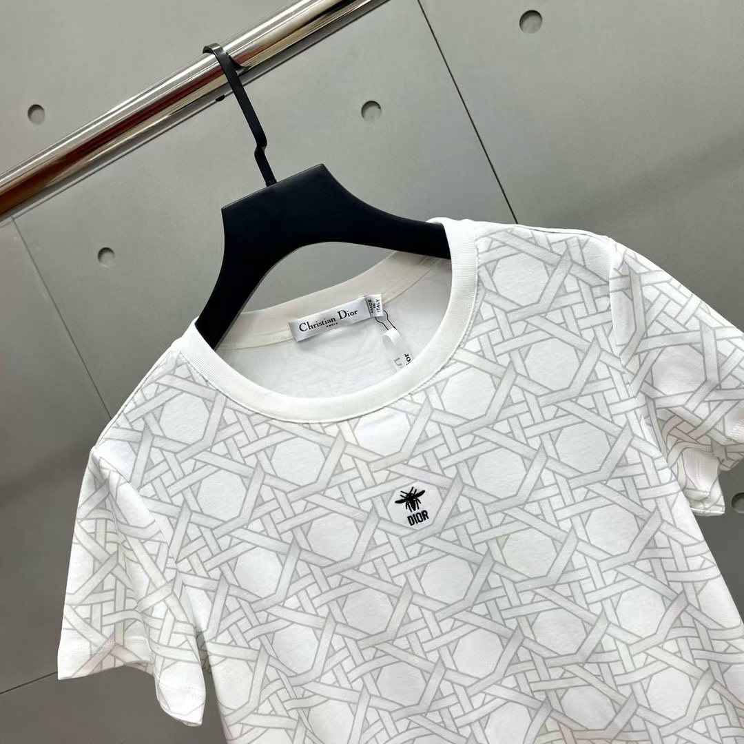 DI0Rチェック柄リトルビーCD刺繍Tシャツ【50％割引+送料無料】