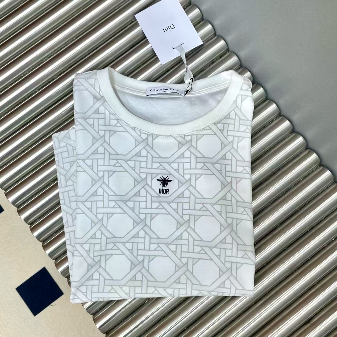 DI0Rチェック柄リトルビーCD刺繍Tシャツ【50％割引+送料無料】