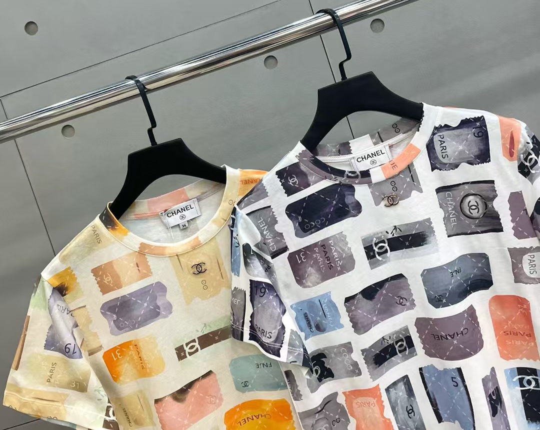 CHANE1フォーマット カラーブロック立体レターTシャツ【50％割引+送料無料】