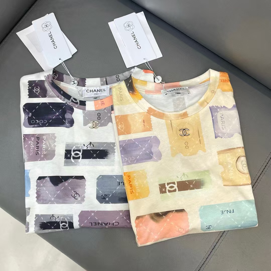 CHANE1フォーマット カラーブロック立体レターTシャツ【50％割引+送料無料】