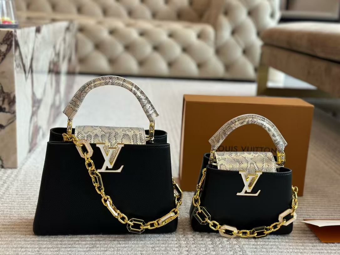 LV Capucinesハードウェアバックルハンドバッグ【50％割引+送料無料】