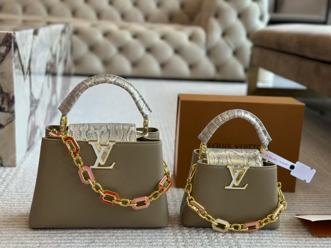 LV Capucinesハードウェアバックルハンドバッグ【50％割引+送料無料】