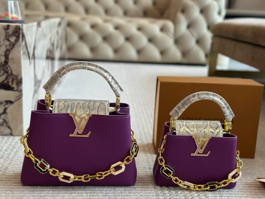 LV Capucinesハードウェアバックルハンドバッグ【50％割引+送料無料】