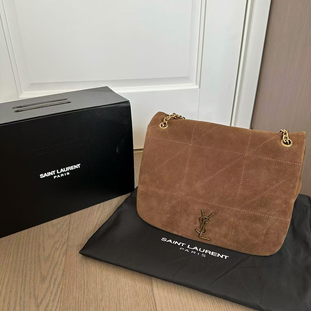 YSL ヌバックレザー チェーン 脇下バッグ【50％割引+送料無料】