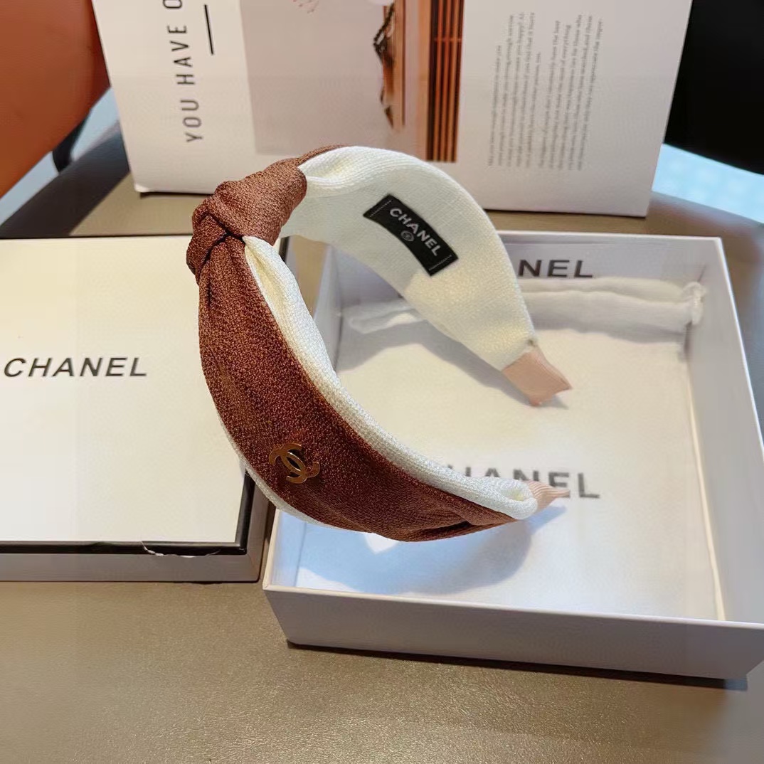 CHANE1 ダブル C ロゴつば広ヘッドバンド【50％割引+送料無料】