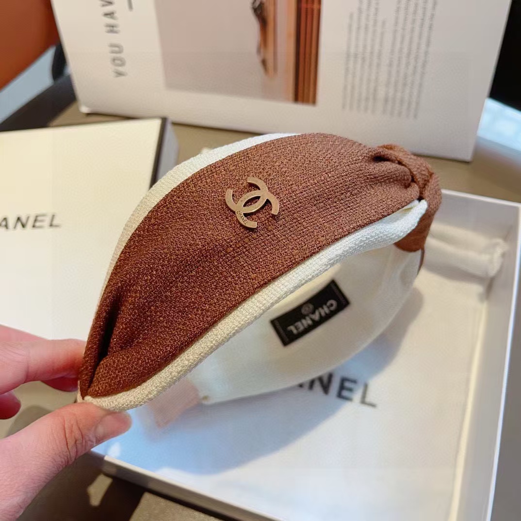 CHANE1 ダブル C ロゴつば広ヘッドバンド【50％割引+送料無料】