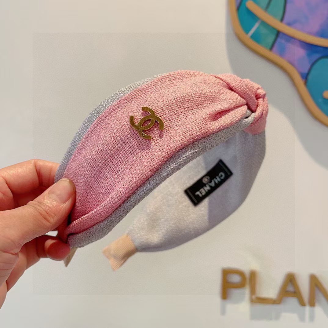 CHANE1 ダブル C ロゴつば広ヘッドバンド【50％割引+送料無料】