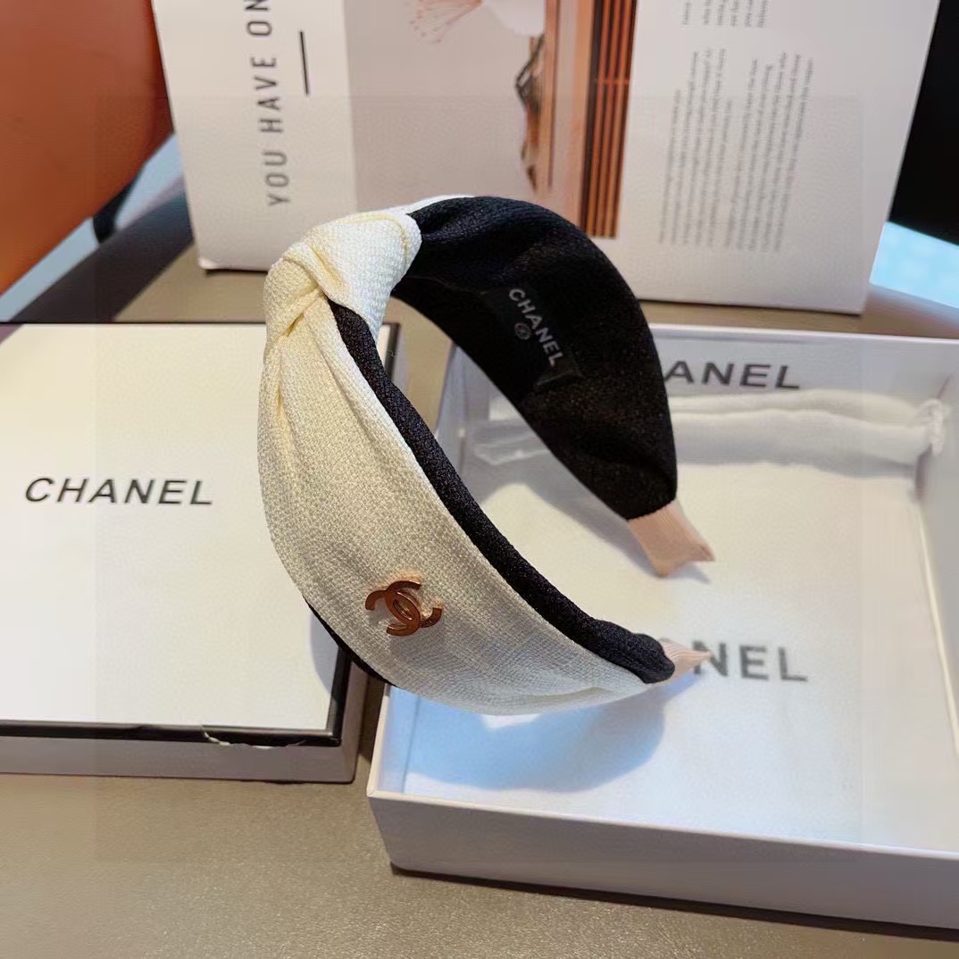 CHANE1 ダブル C ロゴつば広ヘッドバンド【50％割引+送料無料】