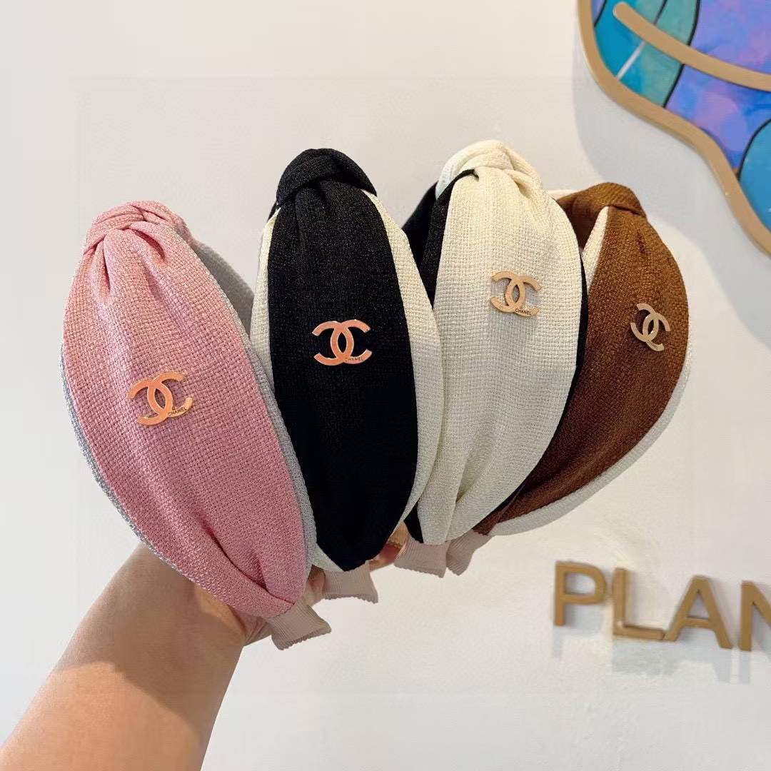 CHANE1 ダブル C ロゴつば広ヘッドバンド【50％割引+送料無料】