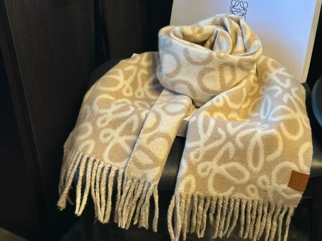 L0WEW フリンジ付きカシミヤスカーフ【50％割引+送料無料】