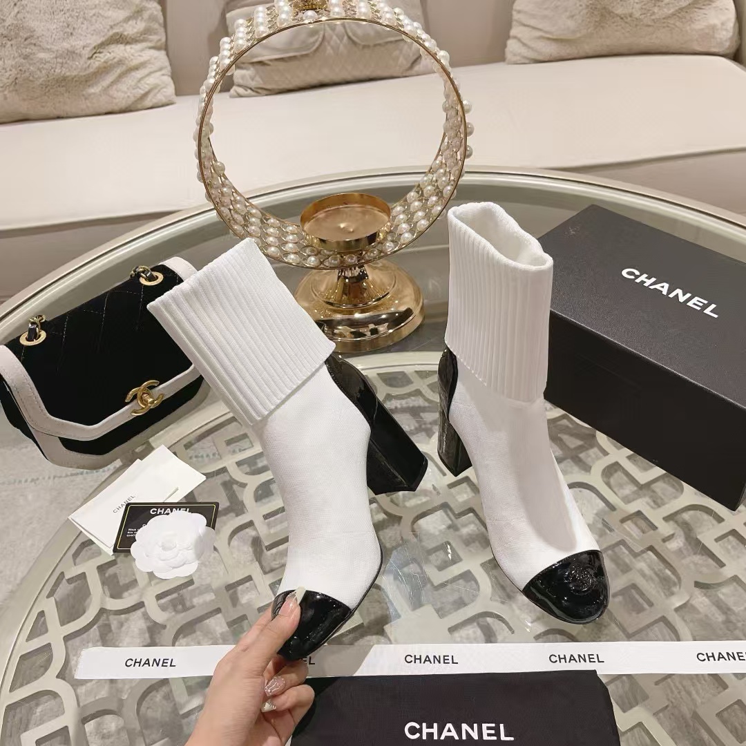 CHANE1 高品質太ヒールソックスブーツ【50％割引+送料無料】