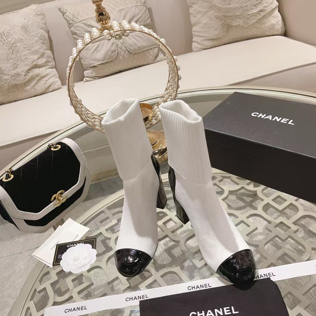 CHANE1 高品質太ヒールソックスブーツ【50％割引+送料無料】