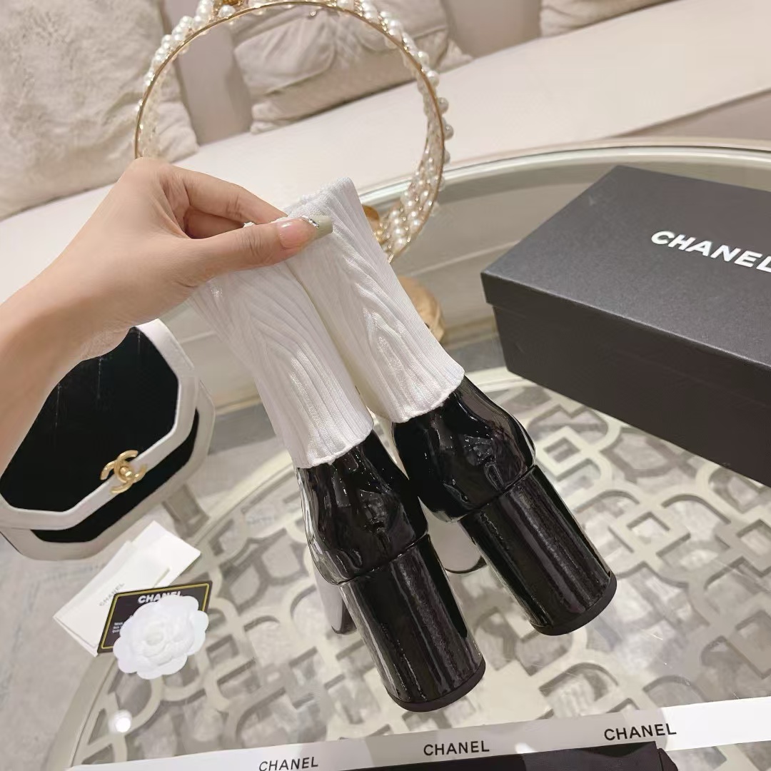 CHANE1 高品質太ヒールソックスブーツ【50％割引+送料無料】