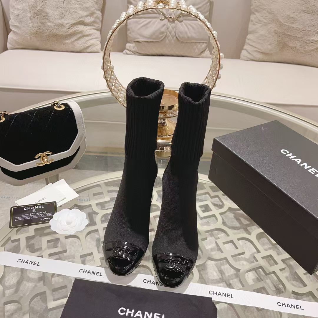 CHANE1 高品質太ヒールソックスブーツ【50％割引+送料無料】