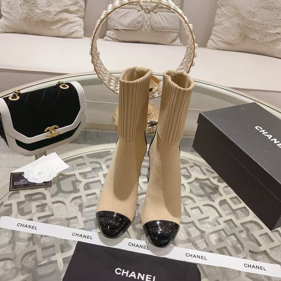 CHANE1 高品質太ヒールソックスブーツ【50％割引+送料無料】