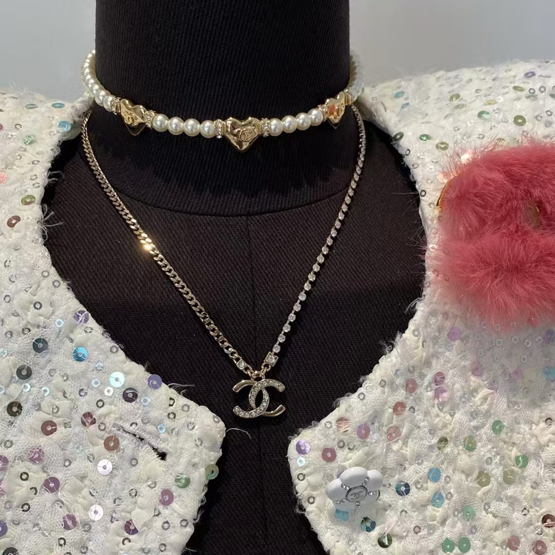 CHANE1 ライトゴールド クリスタル ダイヤモンド ネックレス【50％割引+送料無料】