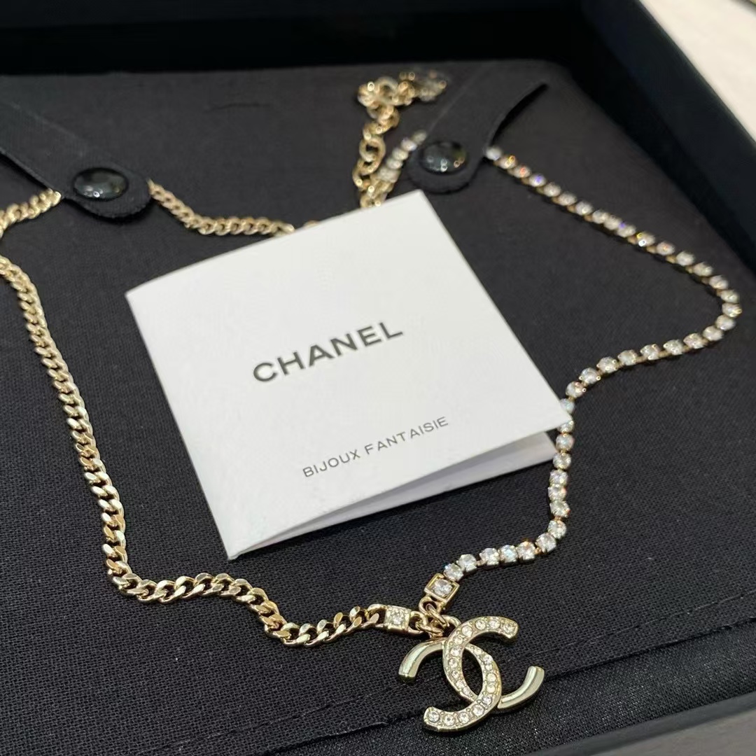 CHANE1 ライトゴールド クリスタル ダイヤモンド ネックレス【50%割引+送料無料】