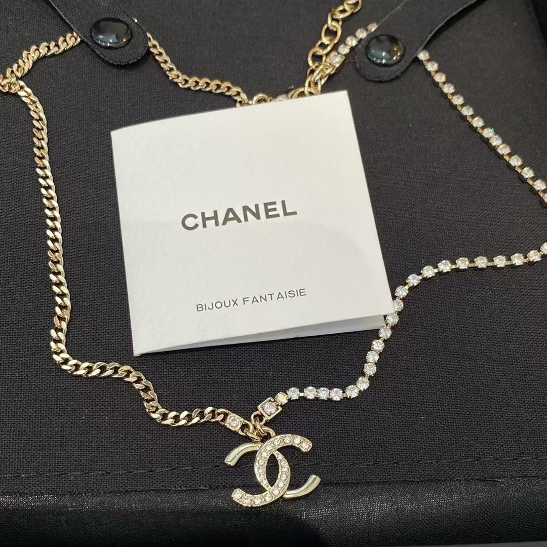 CHANE1 ライトゴールド クリスタル ダイヤモンド ネックレス【50%割引+送料無料】