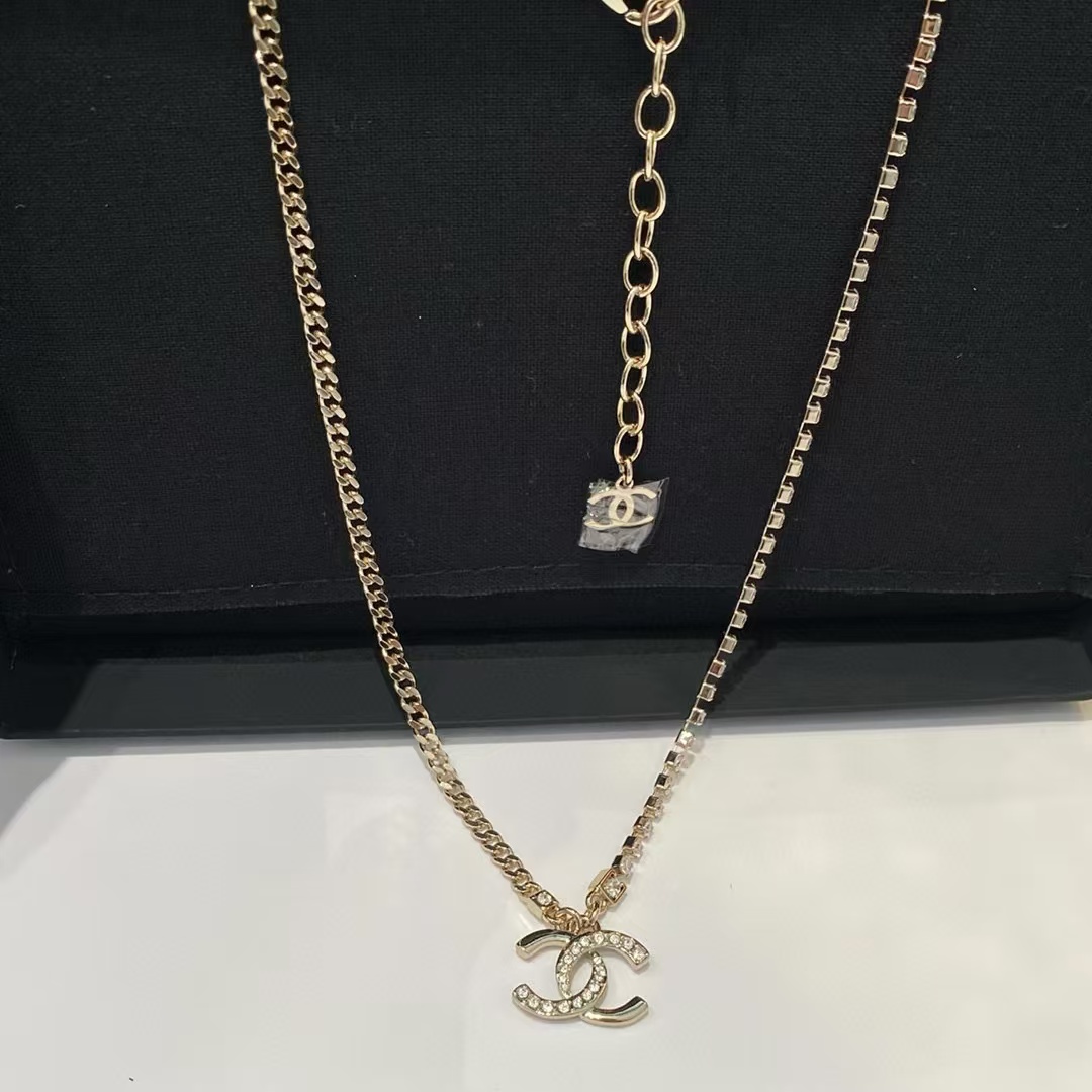 CHANE1 ライトゴールド クリスタル ダイヤモンド ネックレス【50%割引+送料無料】