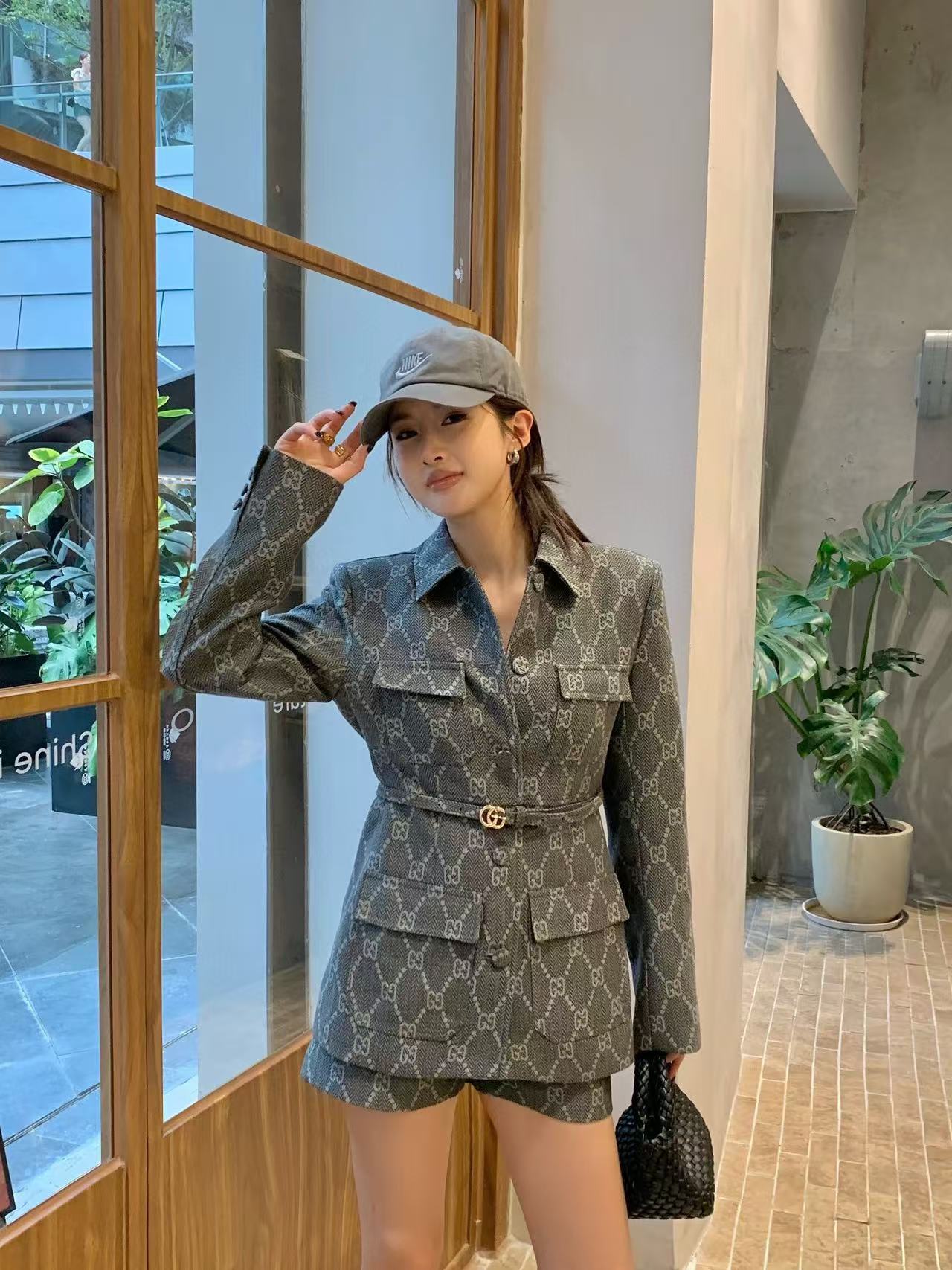 GUCC1 ジャガードデニムジャケット+ショーツ2点セット【50％割引+送料無料】