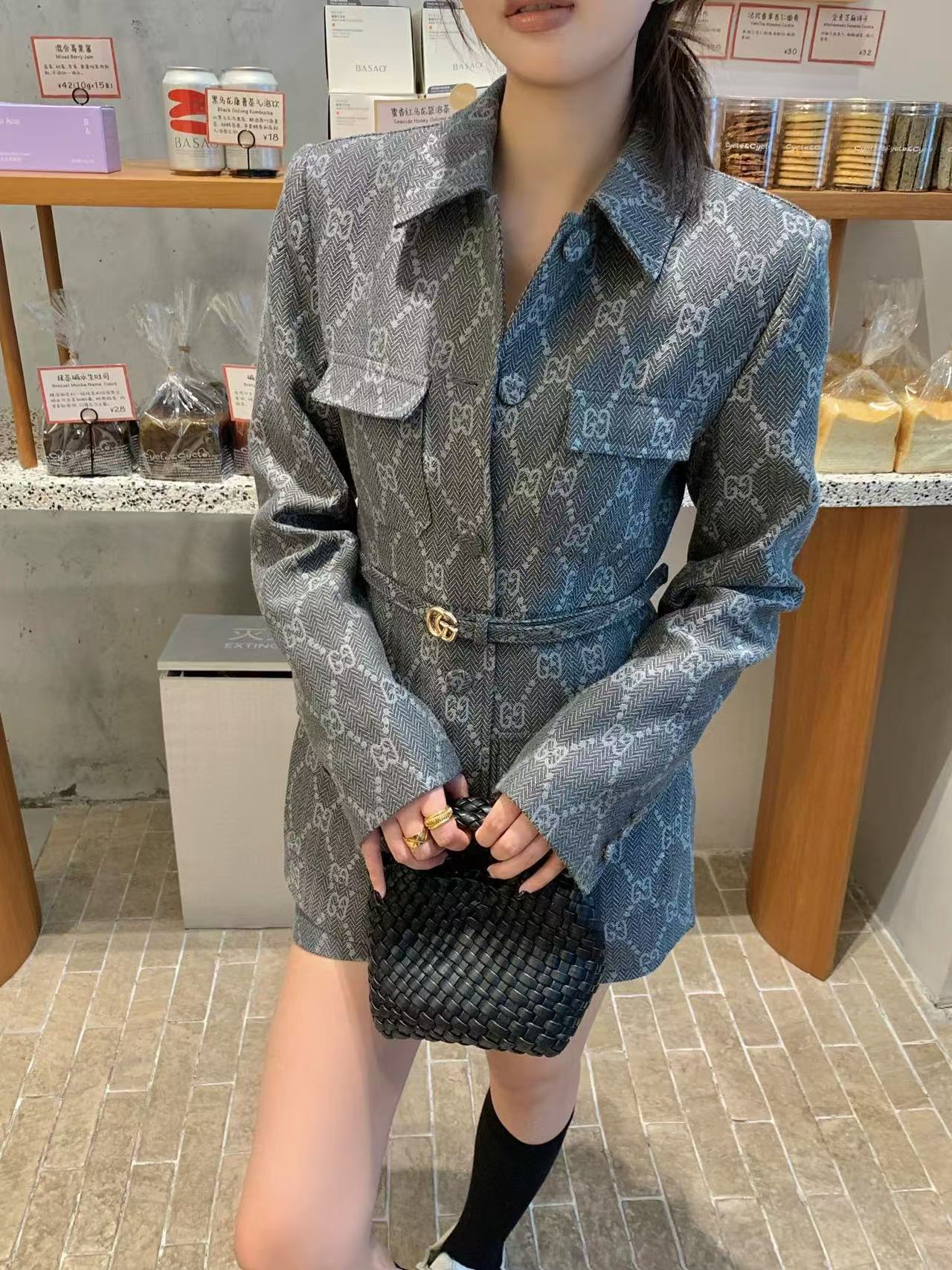 GUCC1 ジャガードデニムジャケット+ショーツ2点セット【50％割引+送料無料】