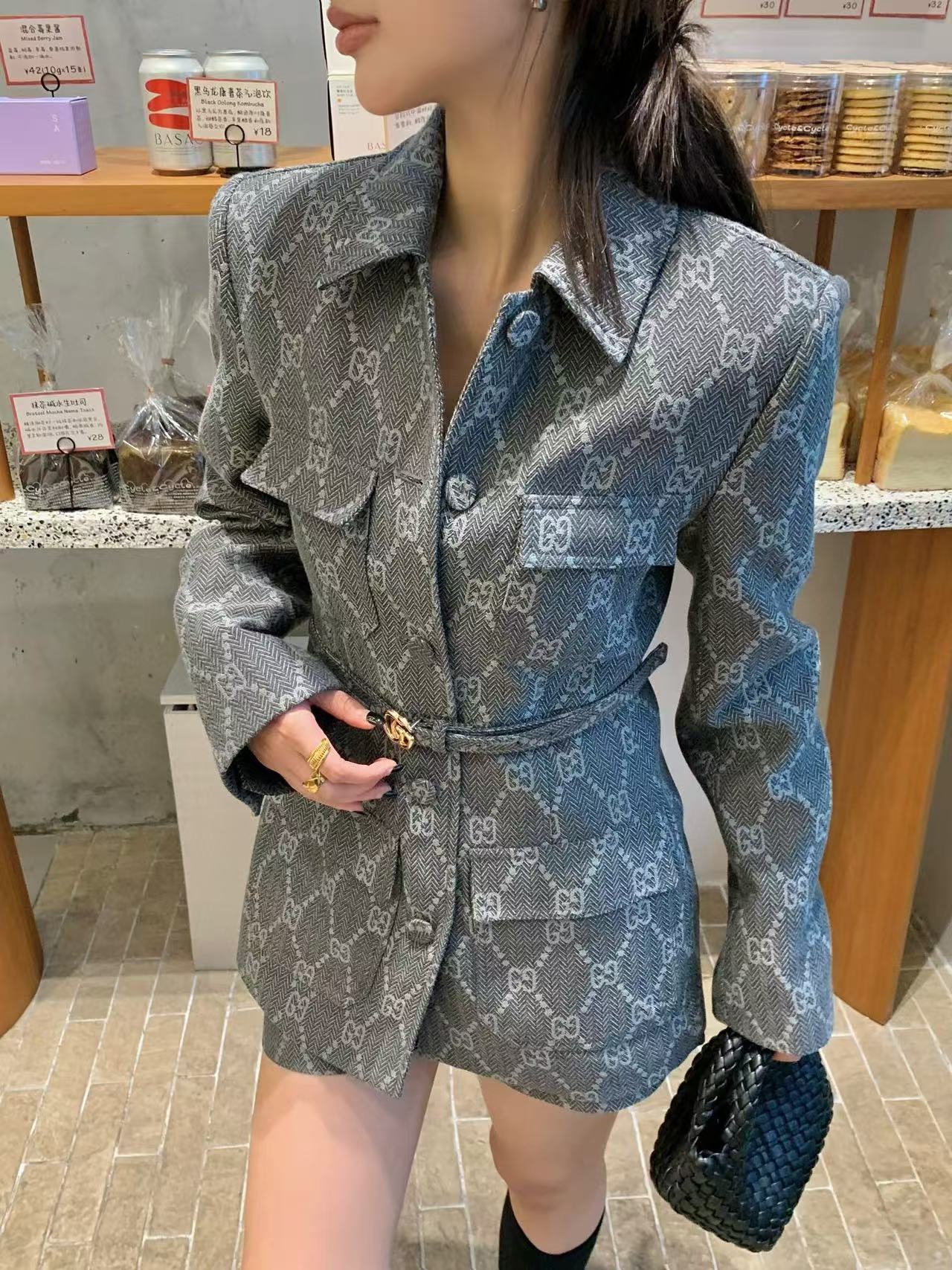 GUCC1 ジャガードデニムジャケット+ショーツ2点セット【50％割引+送料無料】