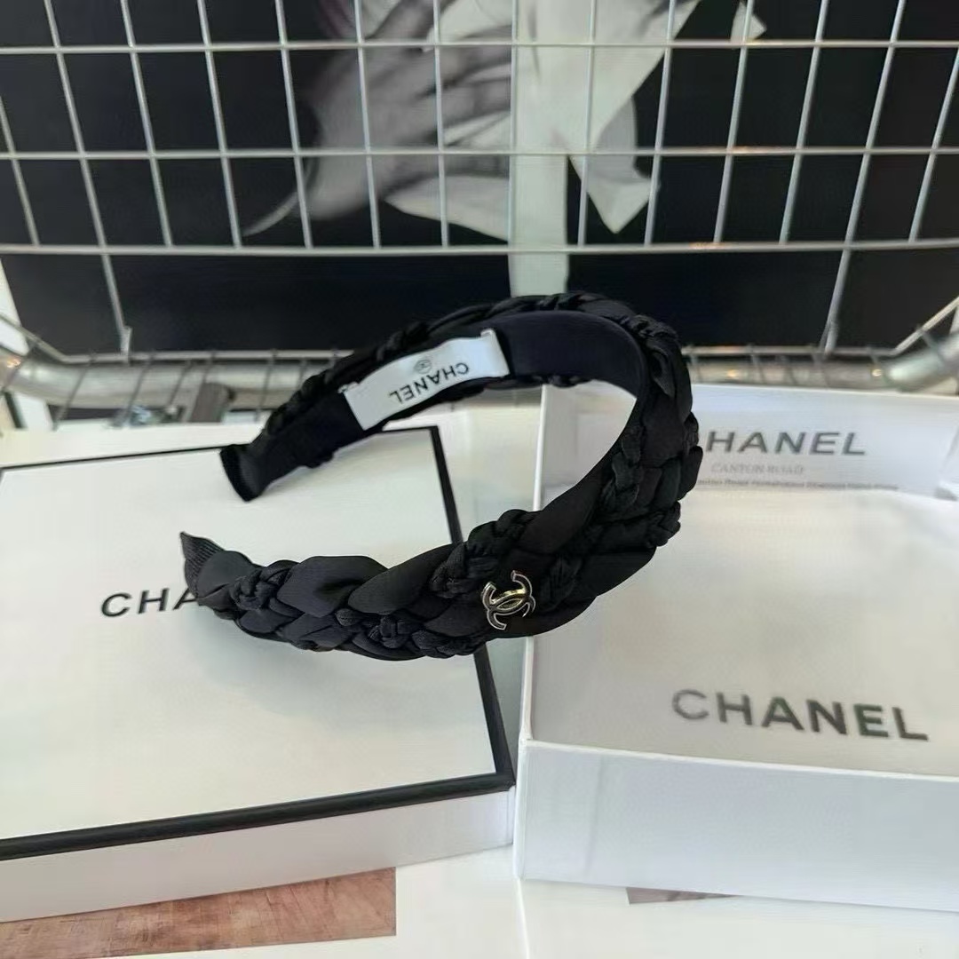 CHANE1 編み込みダブル C ロゴ ヘッドバンド【50％割引+送料無料】
