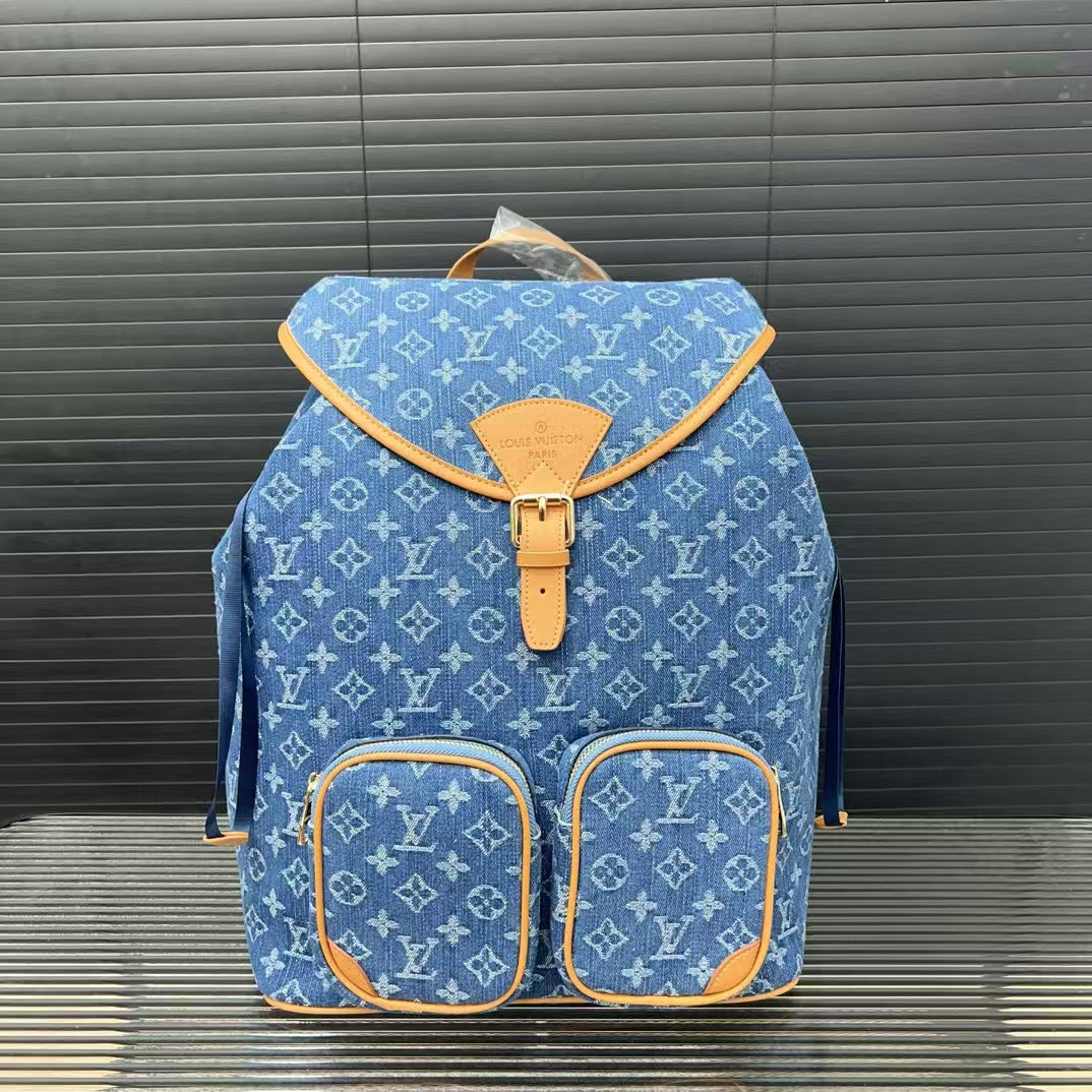 LV デニム フラップ ドローストリング プリント バックパック【50％割引+送料無料】