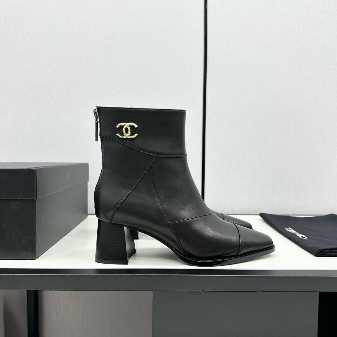CHANE1 上質なカラーブロック ポインテッドトゥ シープスキン ショートブーツ【50％割引+送料無料】