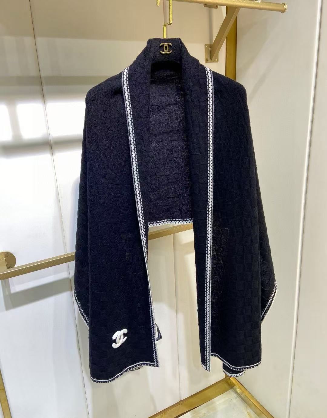 CHANE1 チェッカーボード ウール ショール【50％割引+送料無料】