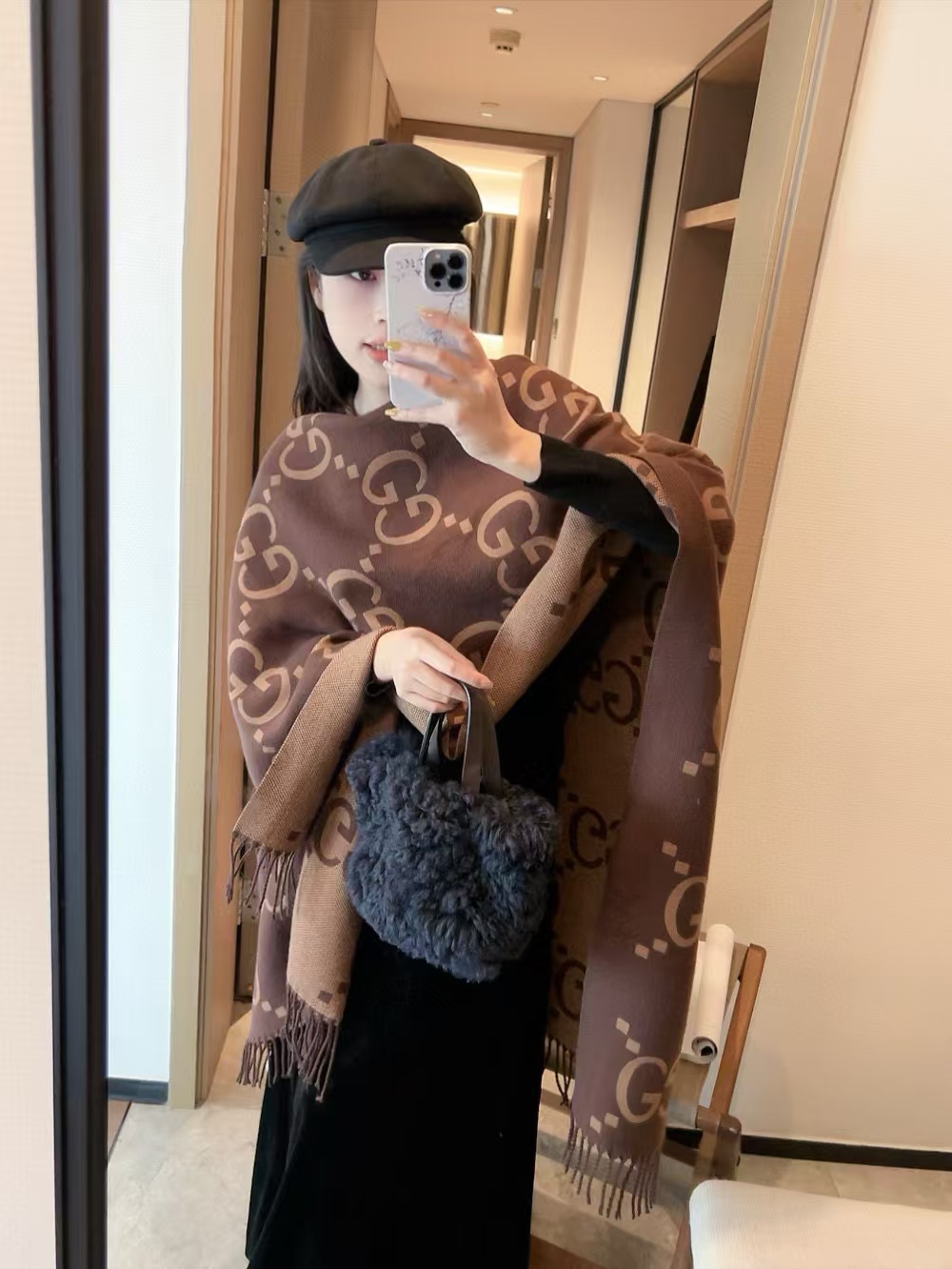 GUCC1 カシミヤタッセルショール【50％割引+送料無料】