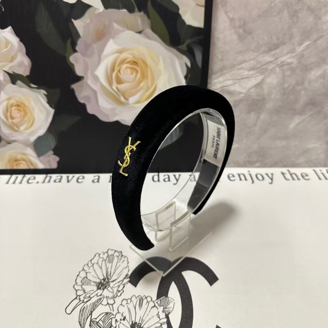 YSL シンプルベルベットヘッドバンド【50％割引+送料無料】