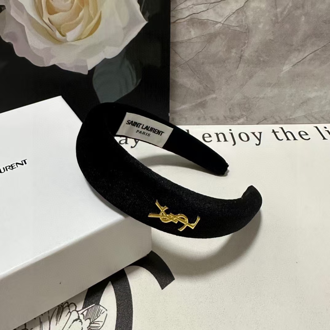 YSL シンプルベルベットヘッドバンド【50％割引+送料無料】