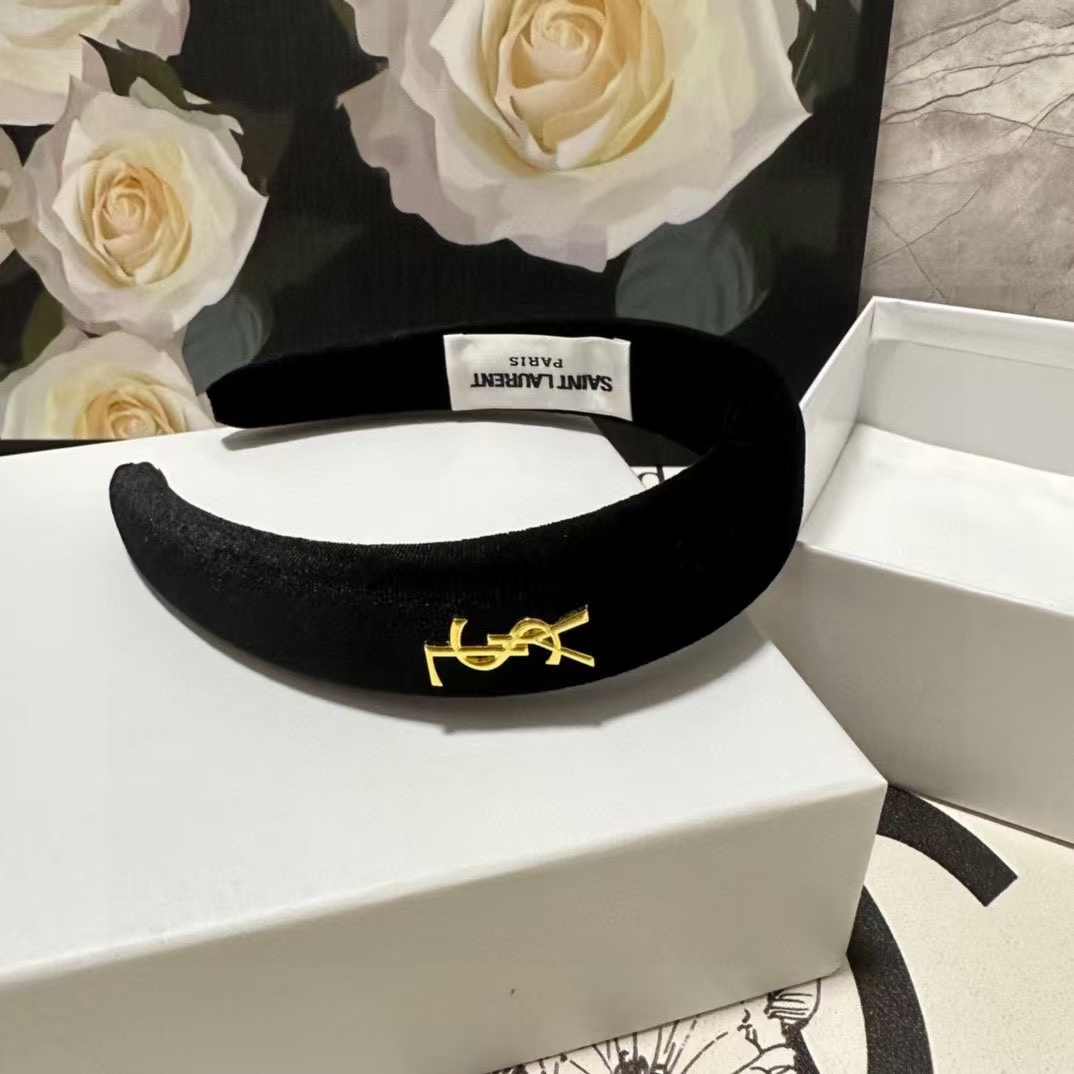 YSL シンプルベルベットヘッドバンド【50％割引+送料無料】