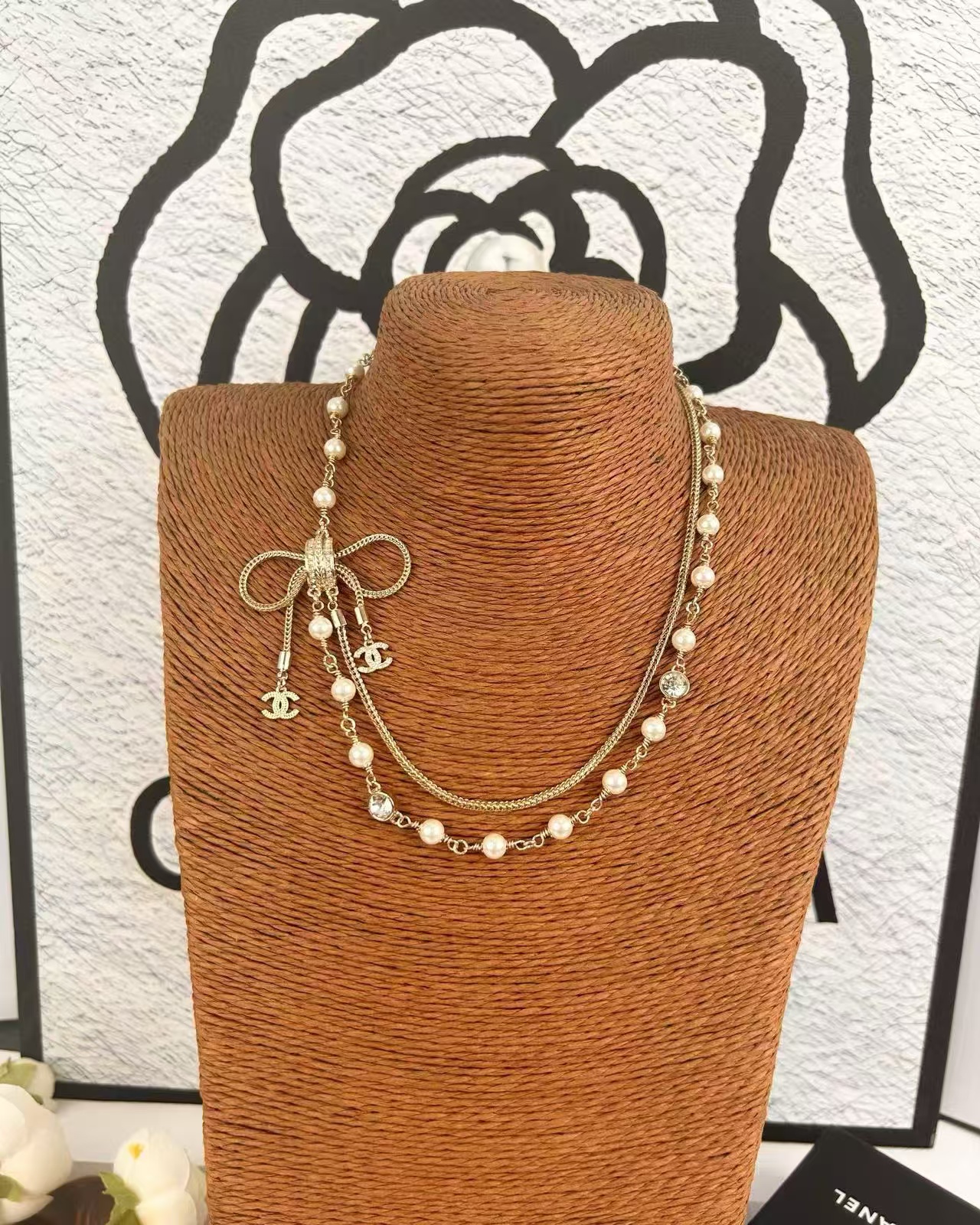 CHANE1 ダブルパールチェーンネックレス【50％割引+送料無料】