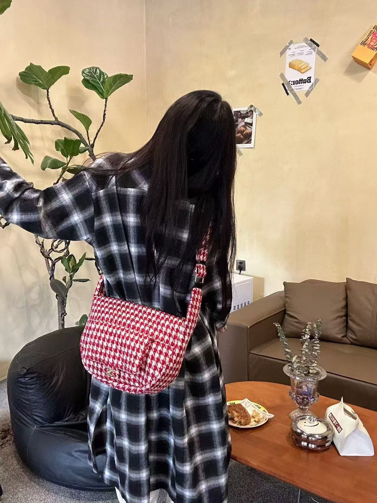 CHANE1 チェック柄ショルダークロスボディバッグ【50％割引+送料無料】