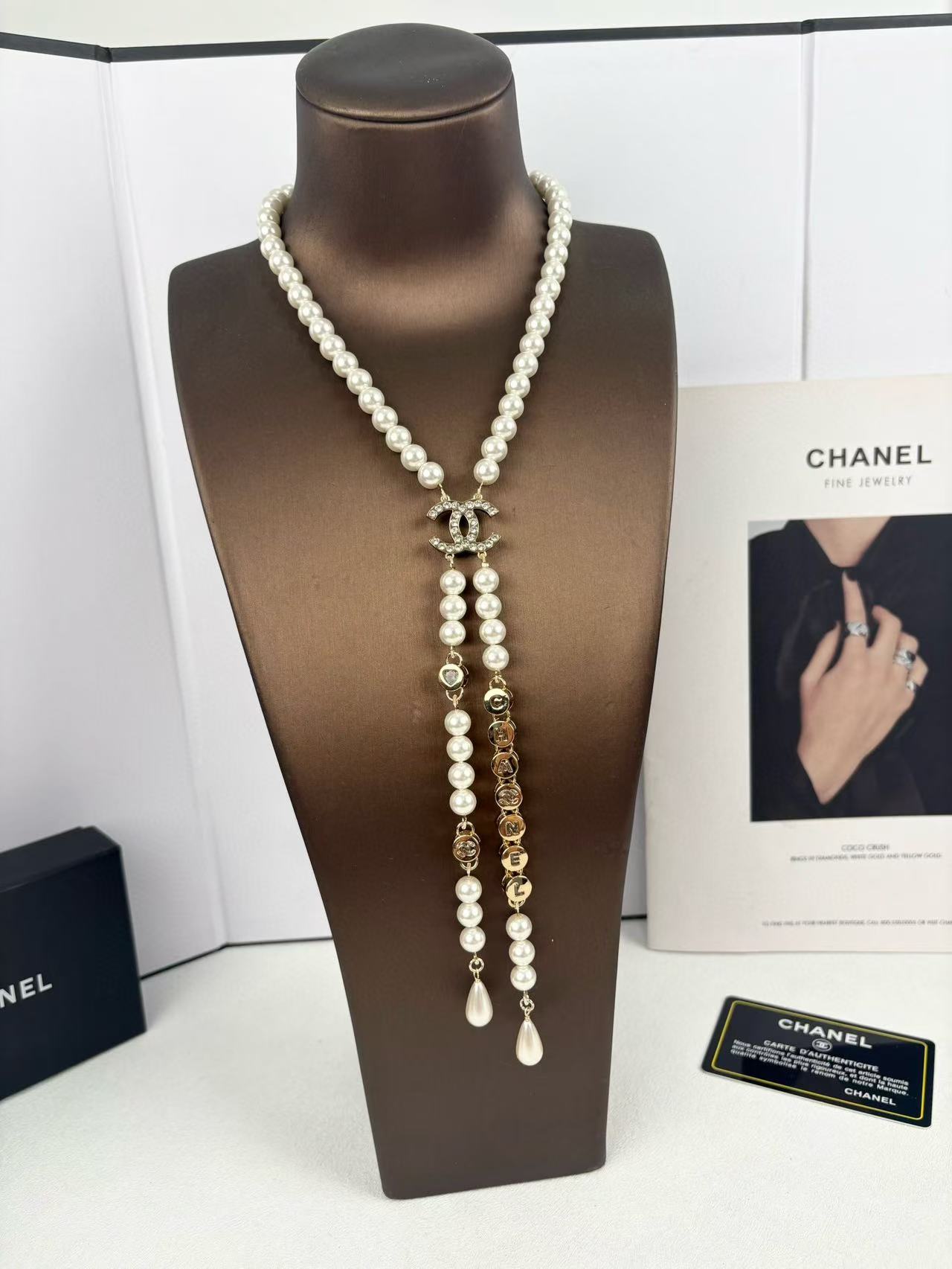 CHANE1 レタースプライスパールタッセルネックレス【50％割引+送料無料】
