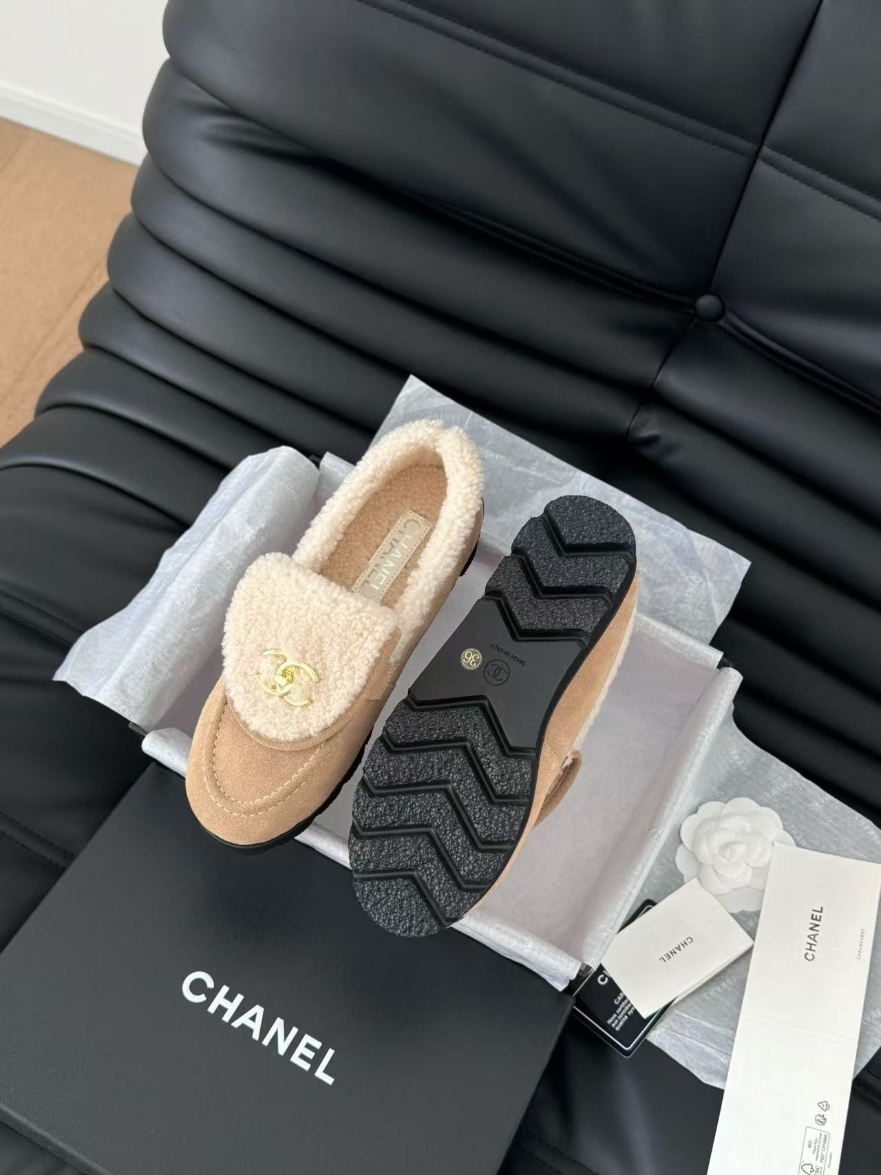 CHANE1 高品質ラムウールローファー【50％割引+送料無料】