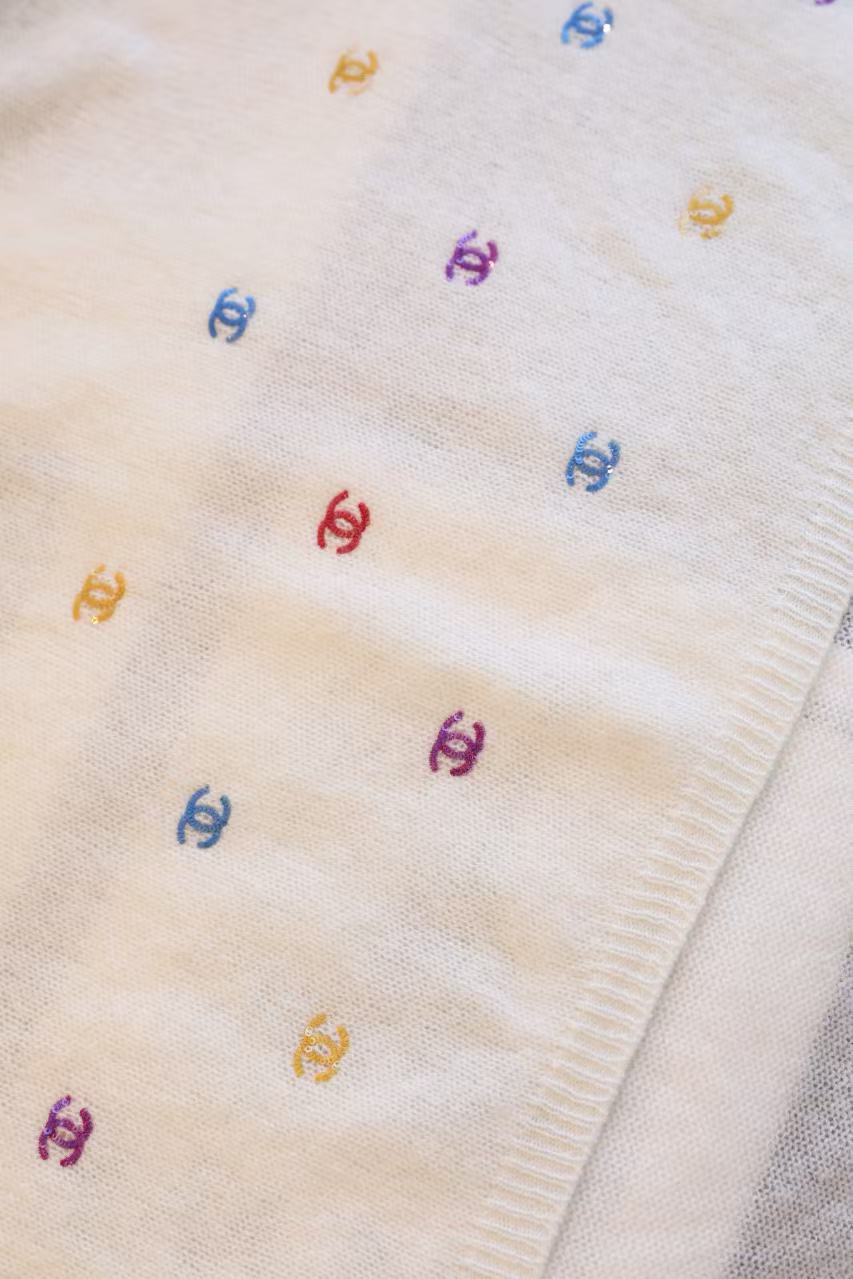 CHANE1 カラフル ダブル C ロゴ カシミア スカーフ【 50%割引+送料無料】