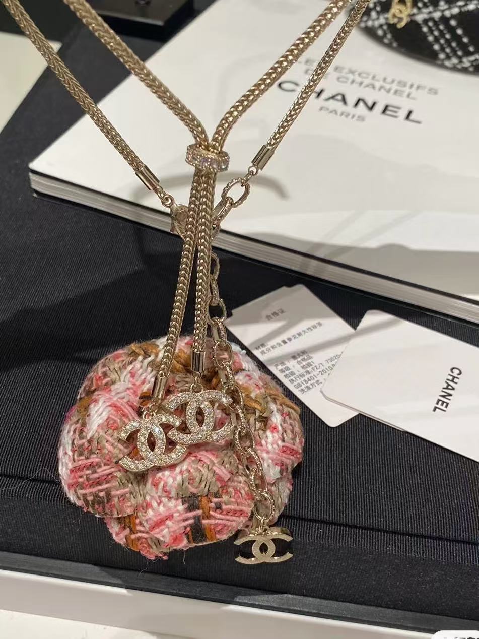 CHANE1 ダブルC タッセル ダイヤモンド ネックレス【50%割引+送料無料】