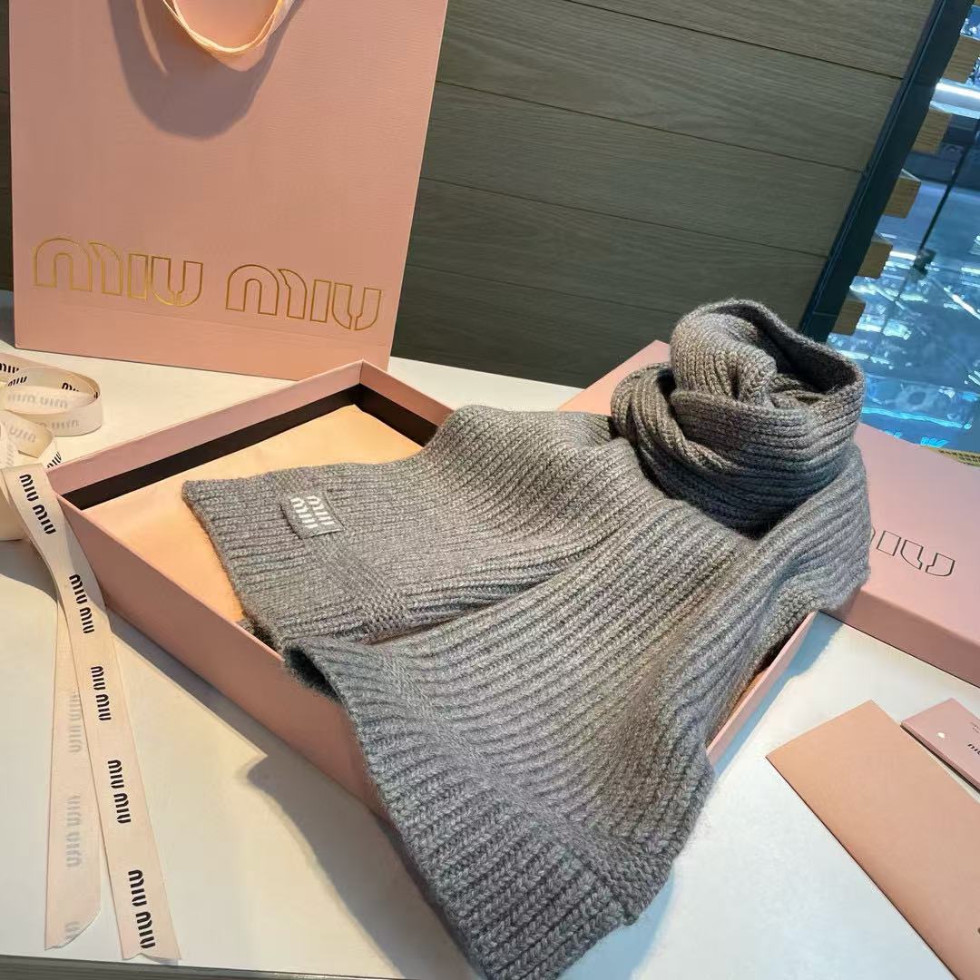 M1UM1U シンプルレターウールスカーフ【50％割引+送料無料】