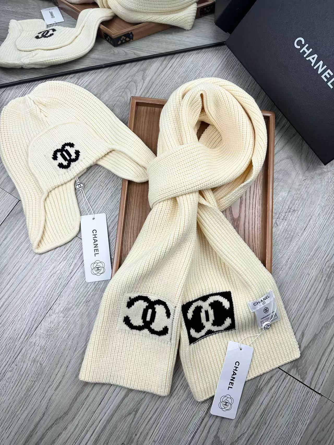 CHANE1 定番ウールハット+スカーフ2点セット【50％割引+送料無料】