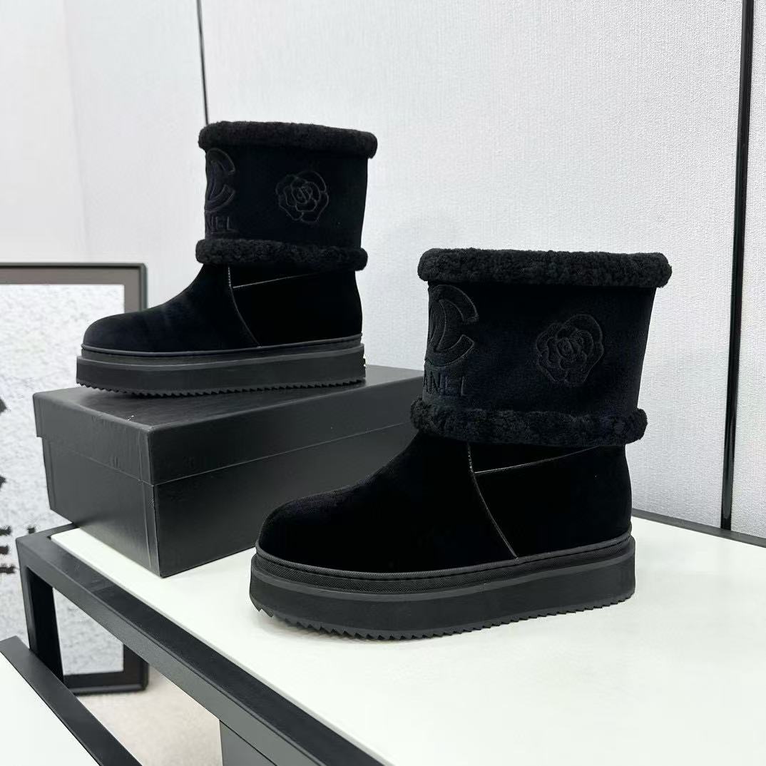 CHANE1 高品質カメリア ダブルCロゴ ショートブーツ【50％割引+送料無料】