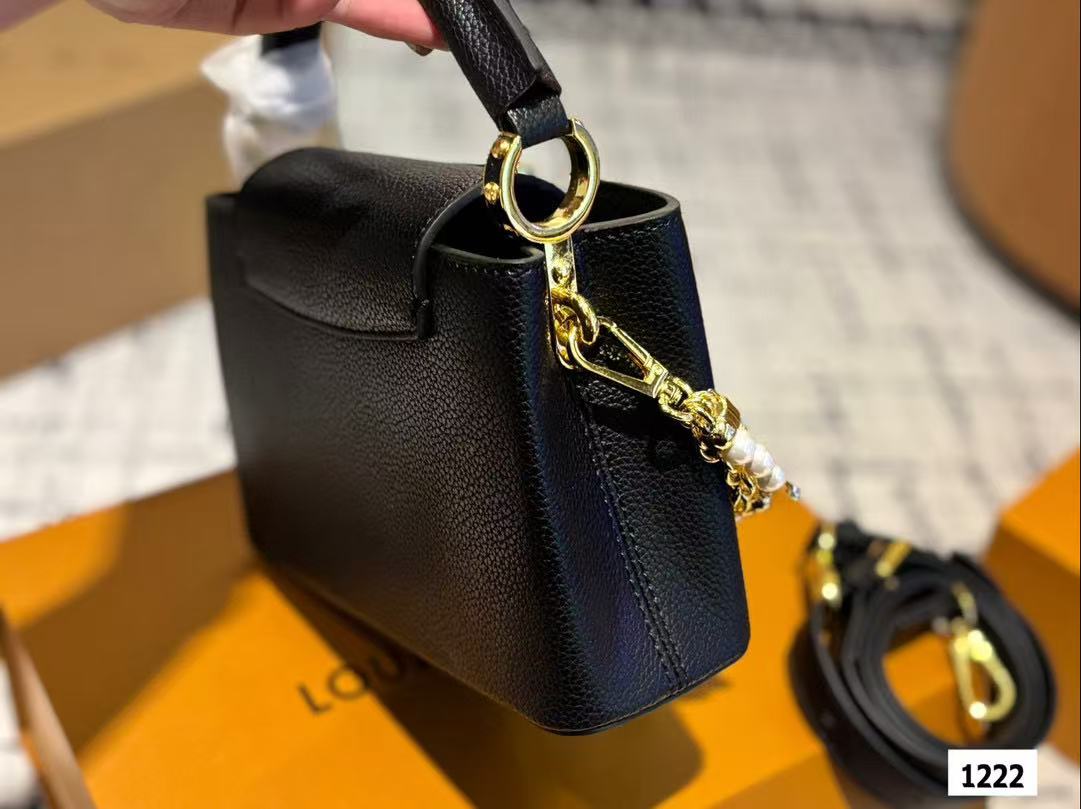 LV レザー チェーン パール ハンドバッグ【50％割引+送料無料】