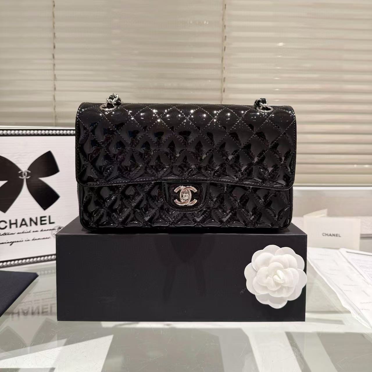 CHANE1 パテントレザー ショルダー クロスボディ チェーン バッグ【50％割引+送料無料】