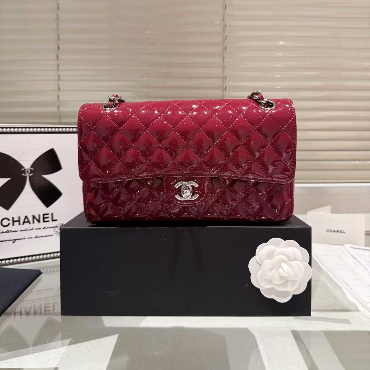 CHANE1 パテントレザー ショルダー クロスボディ チェーン バッグ【50%割引+送料無料】