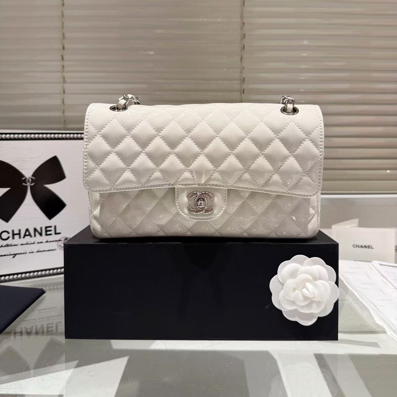 CHANE1 パテントレザー ショルダー クロスボディ チェーン バッグ【50%割引+送料無料】