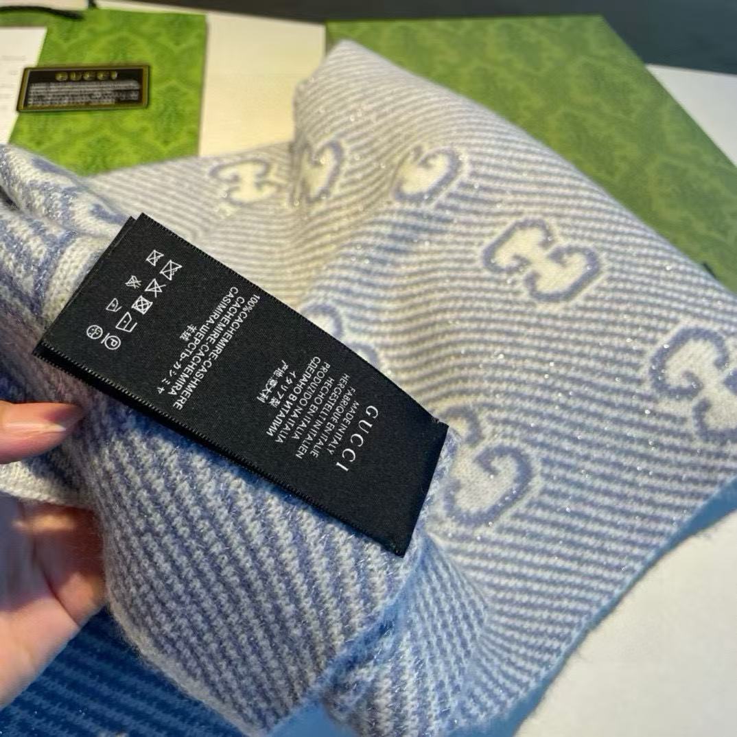 GUCC1 ジャガードカシミヤスカーフ【50％割引+送料無料】